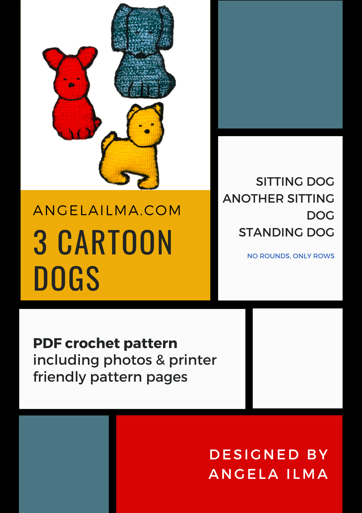 Cute Cartoon Dogs 3 Pack PDF Download Crochet Pattern | Beginner-Friendly Easy Tutorial